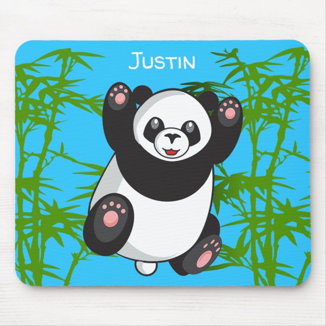 Tapis De Souris Joyeux Panda mignonne Monogrammé (Devant)