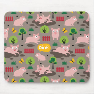 Tapis De Souris Joyeux Piglets Dans La Pad De Souris De Boue