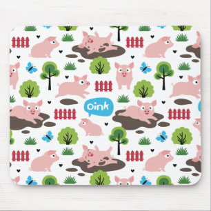Tapis De Souris Joyeux Piglets Dans La Pad De Souris De Boue