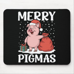 Tapis De Souris Joyeux Pigmas Drôle Cochon Noël Père Noël Cochon N