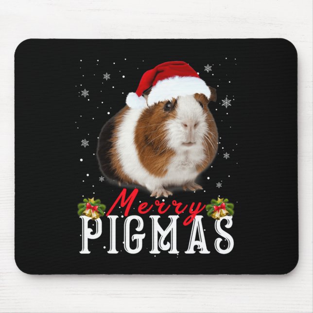 Tapis De Souris Joyeux Pigmas Masque Visage Amusant Guinée Pig Noë (Devant)