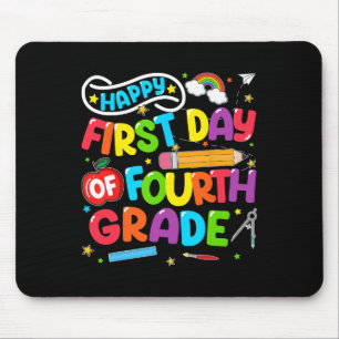 Tapis De Souris Joyeux premier jour de 4e année de retour à l'écol