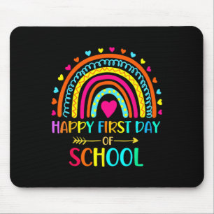 Tapis De Souris Joyeux Premier Jour De L'École Arc-En-Ciel Retour