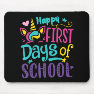 Tapis De Souris Joyeux Premier Jour De L'École Cute Unicorn Retour