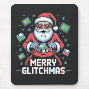 Tapis De Souris Joyeux programmeur de codage Glitchmas Père Noël N