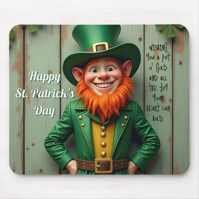 Tapis De Souris Joyeux Saint Patrick's Day Leprechaun (Devant)