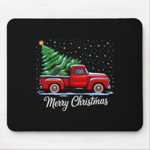 Tapis De Souris Joyeux sapin de Noël sur camion rouge Wagon Xmas C