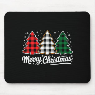 Tapis De Souris Joyeux sapin de Noël Xmas plaid de Buffalo rouge b
