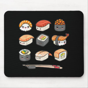 Tapis De Souris Joyeux Sushi Anime Kawaii Joue Nourriture Japonais