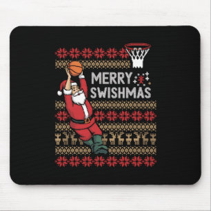 Tapis De Souris Joyeux Swishmas Basketball Laid Noël Hommes