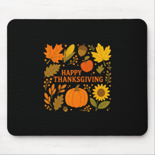 Tapis De Souris Joyeux Thanksgiving Citrouille Feuilles d'automne