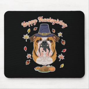 Tapis De Souris Joyeux Thanksgiving J'adore Les Chiens I Bouledogu