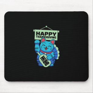 Tapis De Souris Joyeux Thanksgiving Maneki Neko Chat Chanceux Japo