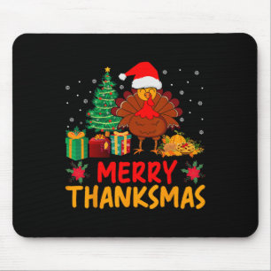 Tapis De Souris Joyeux Thanksmas Noël Thanksgiving Dinde Sant