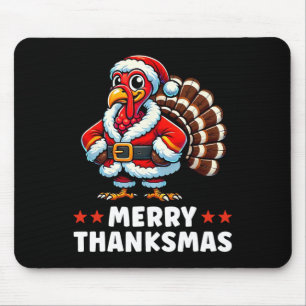 Tapis De Souris Joyeux Thanksmas Thanksgiving Turquie Noël Drôle