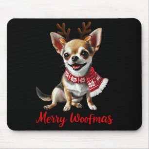 Tapis De Souris Joyeux Woofmas Chihuahua Chien Mème En Cerf Antenn