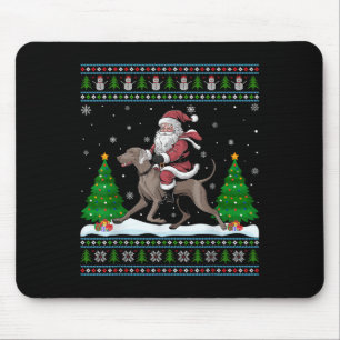 Tapis De Souris Joyeux Xmas Tree Père Noël équitation Weimaraner C