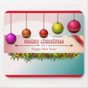 TAPIS DE SOURIS "JOYEZ NOËL ET UNE BONNE NOUVELLE ANNÉE" ORNAMENTS