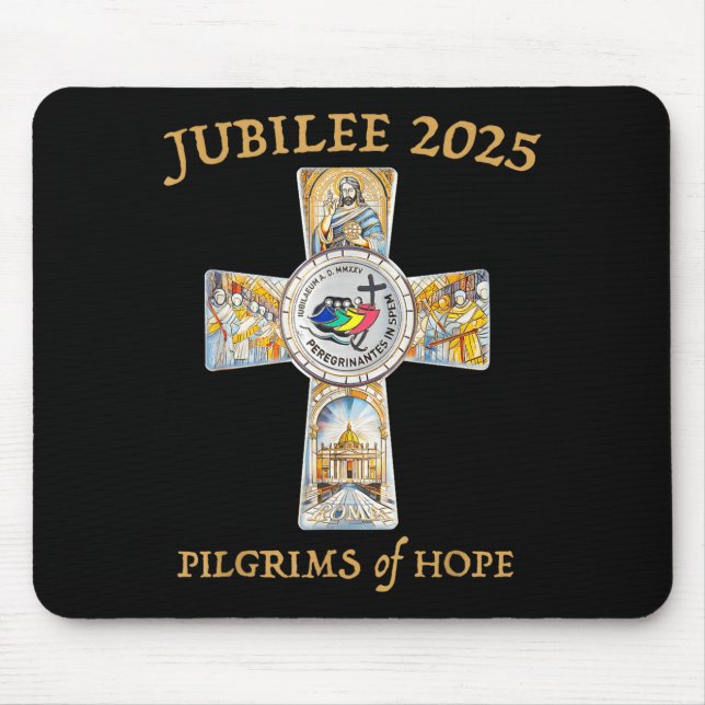 Tapis De Souris Jubilee 2025 Catholic Christian Lgrims Cross Jesus (Devant)