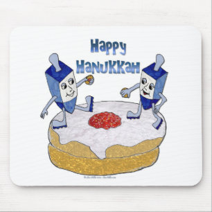 Tapis De Souris Judaica Happy Hanukkah Dancing Dreidels