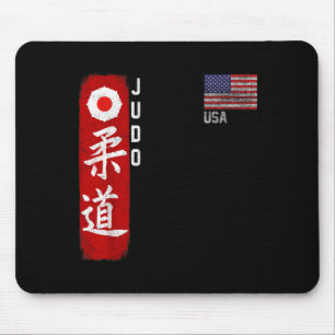 Tapis De Souris Judo USA Drapeau Américain Judoka Dojo Art Martial