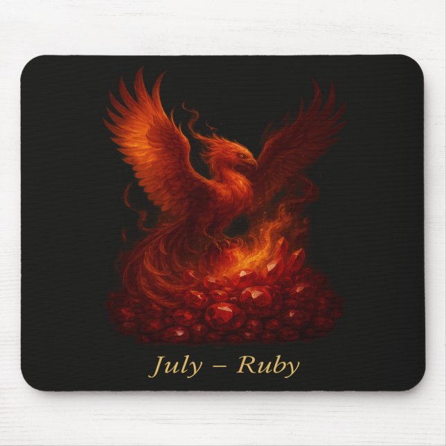 Tapis De Souris Juillet Ruby - Phoenix et Pierre de naissance (Devant)