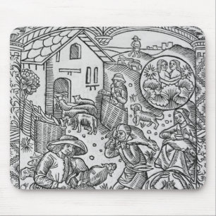 Tapis De Souris Juin, tonte des moutons, Gémeaux