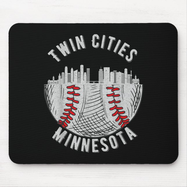 Tapis De Souris Jumelles villes cool Minnesota Mn Baseball Skyline (Devant)