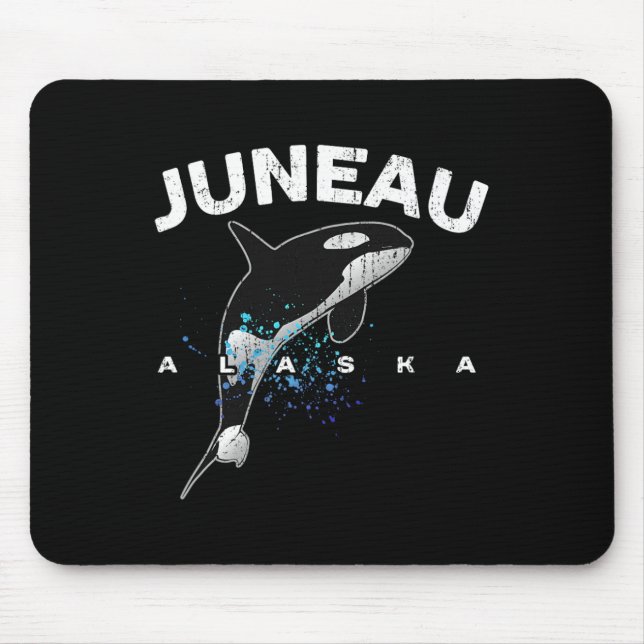 Tapis De Souris Juneau Alaska Orca Killer Whale Lover Vacation Tri (Devant)