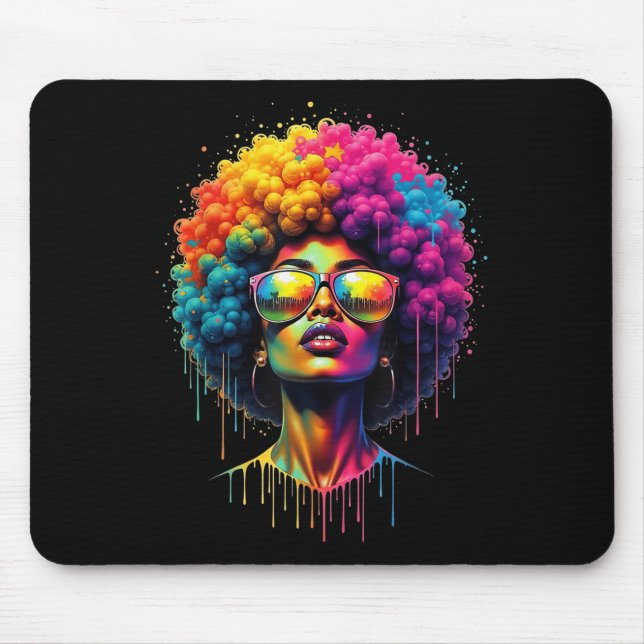 Tapis De Souris Junetten Queen Afro Melanin Drip Black Pride (Devant)