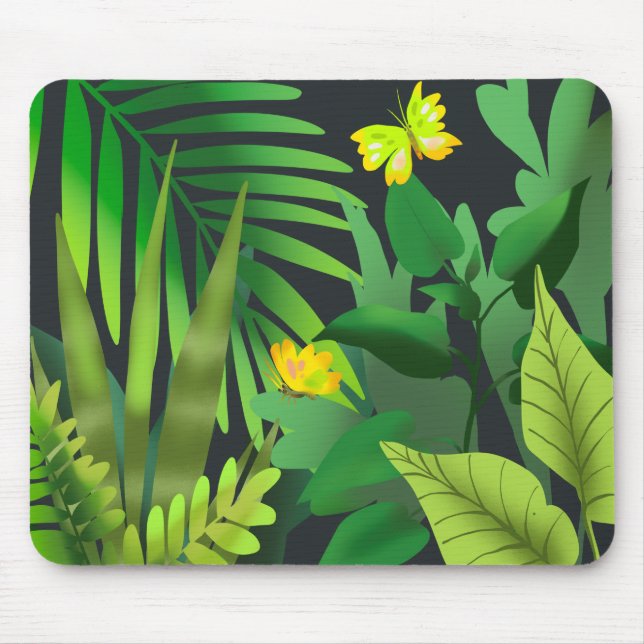Tapis De Souris jungle verte aux papillons (Devant)