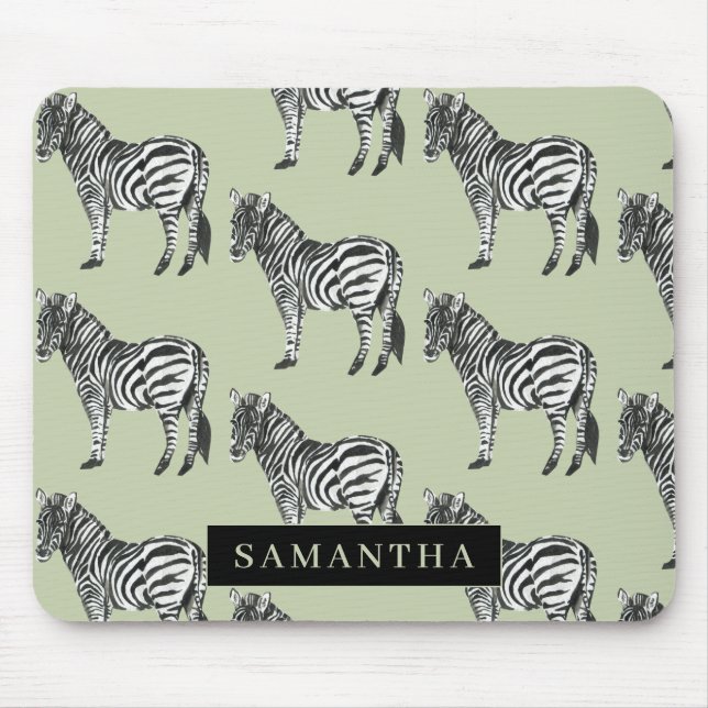 Tapis De Souris Jungle Zebra Wild Motif & Nom personnalisé (Devant)