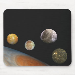 Tapis De Souris Jupiter et quatre lunes satellites Galiléens