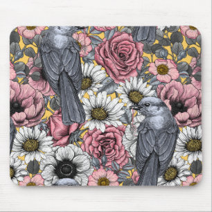 Tapis De Souris Jus gris et fleurs