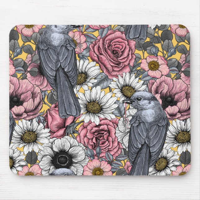 Tapis De Souris Jus gris et fleurs (Devant)
