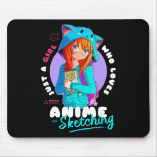 Tapis De Souris Just Girl Love Anime Sketching Ramen Manga Otaku