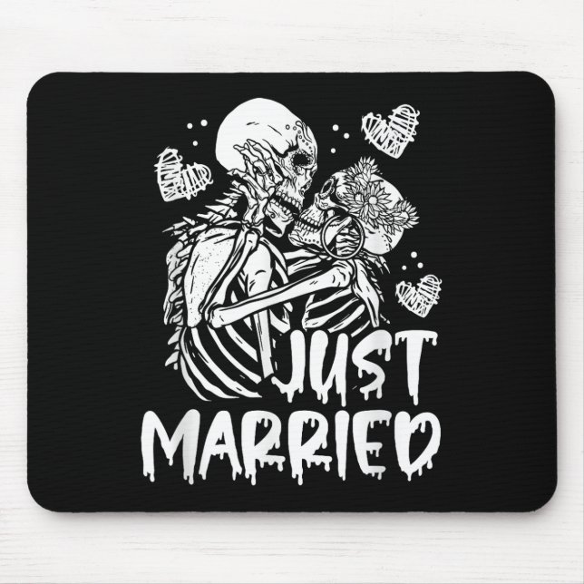 Tapis De Souris Just Married Halloween Skeleton Bride And Groom We (Devant)