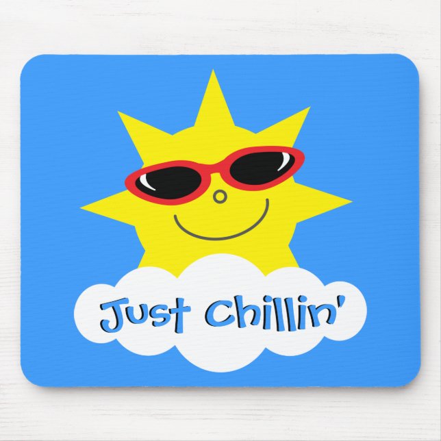 Tapis De Souris Juste Chillin Sun avec des lunettes de soleil (Devant)