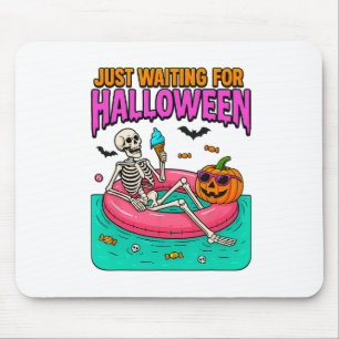 Tapis De Souris Juste En Attente D'Halloween Skeleton Funny Éffray
