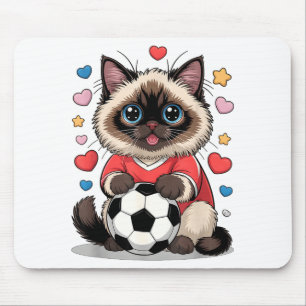 Tapis De Souris Juste fille de chat de football qui aime les cœurs