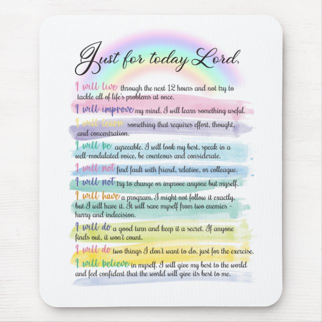 Tapis De Souris Juste pour aujourd'hui, Seigneur (Devant)