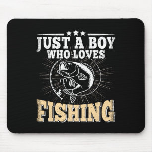 Tapis De Souris Juste un garçon qui aime la pêche drôle Byss Fish