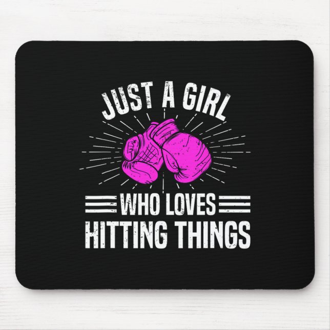 Tapis De Souris Juste Une Fille Qui Aime Frapper Des Choses Boxe F (Devant)