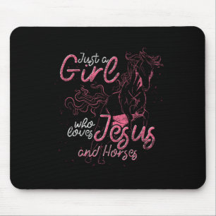 Tapis De Souris Juste Une Fille Qui Aime Jésus Et Cheval Cheval Ch