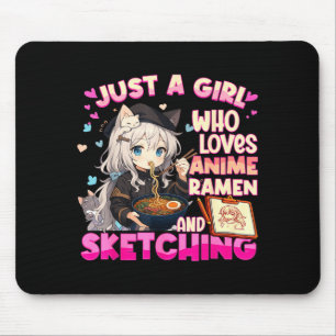 Tapis De Souris Juste une fille qui aime l'anime ramen et le croqu