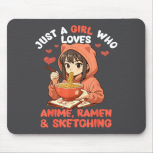 Tapis De Souris Juste Une Fille Qui Aime L'anime Ramen Et Le Croqu