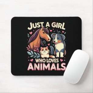 Tapis De Souris Juste Une Fille Qui Aime Les Animaux Mignon Amoure