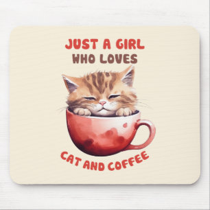 Tapis De Souris Juste une fille qui aime les chats et le café (2)