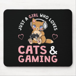 Tapis De Souris Juste une fille qui aime les chats et les jeux vid