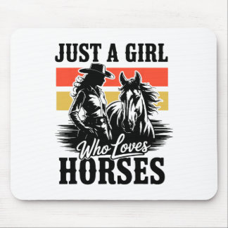 Tapis De Souris Juste une fille qui aime les chevaux Western Cowgi